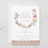 Aquarellfarbene Wildblumen und Brautparty Einladung (Vorderseite)