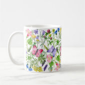 Aquarellfarbene Wildblumen und Schmetterlinge Kaffeetasse (Links)
