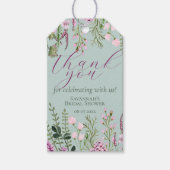 Aquarellfarbene Wildblumen Violette Blumen Danke Geschenkanhänger (Vorderseite)