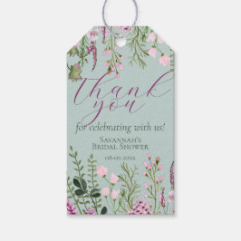 Aquarellfarbene Wildblumen Violette Blumen Danke Geschenkanhänger