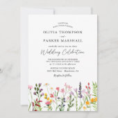 Aquarellfarbene Wildblumen zum Hochzeitsfeiern Einladung (Vorderseite)