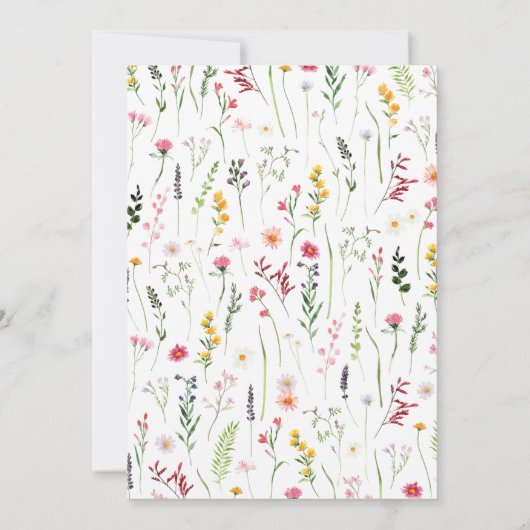Aquarellfarbene Wildblumen zum Hochzeitsfeiern Einladung (Rückseite)