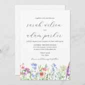 Aquarellfarbene Wildblumen zum Hochzeitsfeiern Einladung (Vorne/Hinten)