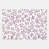 Aquarellfarbene Winter-Blume - Bordeaux Geschenkpapier Set (Vorderseite)