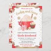 Aquarellfarbene Winter Cookies und Kakao-Babydusch Einladung (Vorne/Hinten)