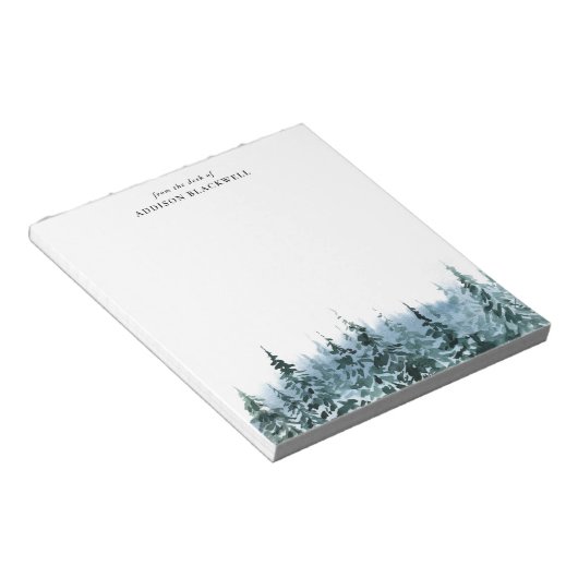 Aquarellfarbene Winter Pine Trees Personalisiert N Notizblock (angewinkelt)