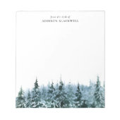 Aquarellfarbene Winter Pine Trees Personalisiert N Notizblock (Vorderseite)