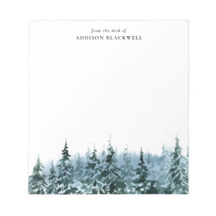 Aquarellfarbene Winter Pine Trees Personalisiert N Notizblock