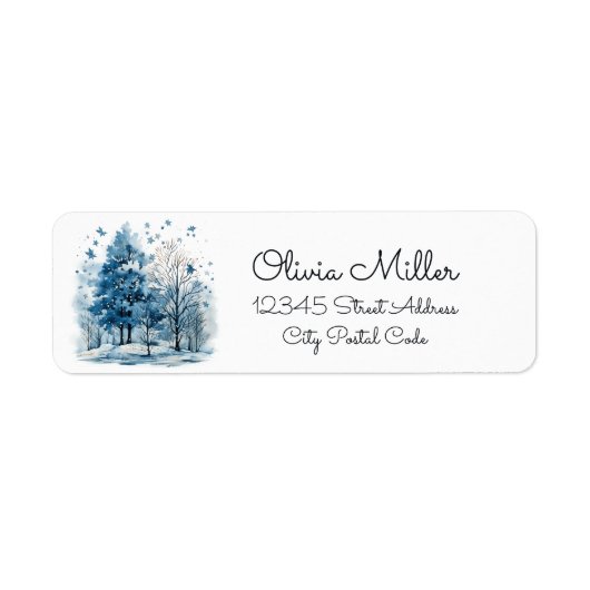Aquarellfarbene Winterlandschaft im Wald (Vorne)