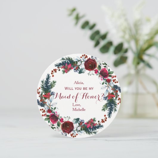 Aquarellfarbene Winterroter-Torfbäume zerstören Tr Einladung (Stehend Vorderseite)