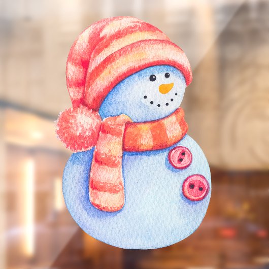 Aquarellfarbene Winterschneemobil Fensteraufkleber (Blatt 2)