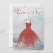Aquarellfarbene Winterszene Rotes Kleid Quinceañer Einladung (Rückseite)