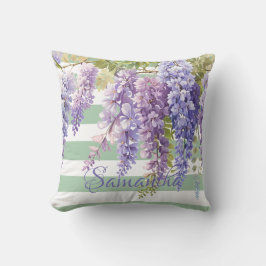 Aquarellfarbene Wisteria Blütengrün Kissen