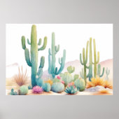 Aquarellfarbene Wüste Illustration Landschaft Poster (Vorne)