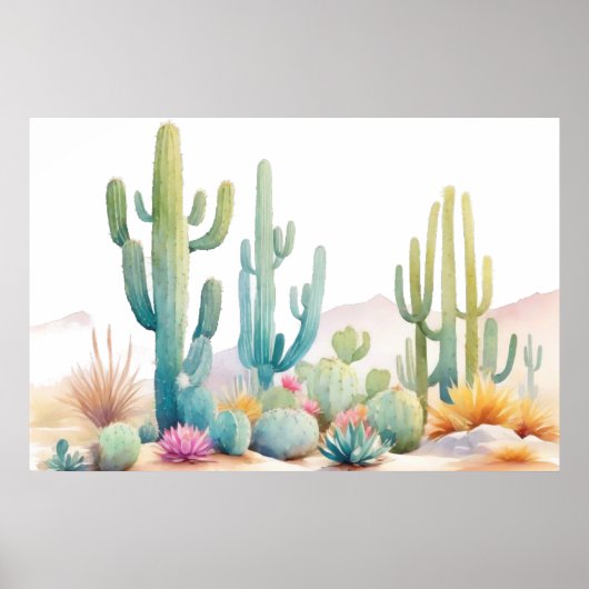 Aquarellfarbene Wüste Illustration Landschaft Poster (Vorne)