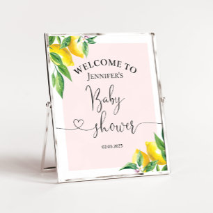 Aquarellfarbene Zitrone Babydusche Begrüßungszeich Poster