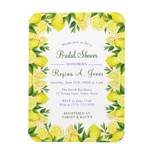 Aquarellfarbene Zitronenfrucht nahtlos grenzenlos Magnet (Vertikal)