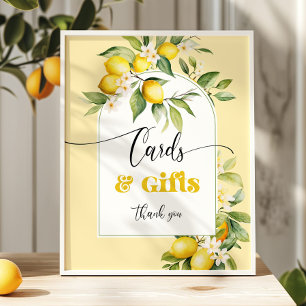 Aquarellfarbene Zitronenkarten und Geschenke Gebur Poster