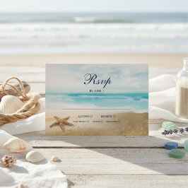 Aquarellfarbener Abstrakter Strandstar Hochzeit RS RSVP Karte