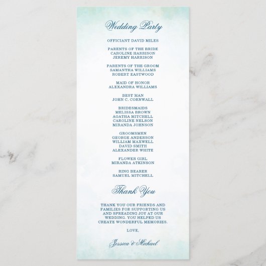 Aquarellfarbener Anker Aquamariner Strand Hochzeit Programm (Rückseite)