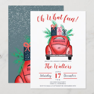 Aquarellfarbener Autos - Illustration Weihnachten  Einladung