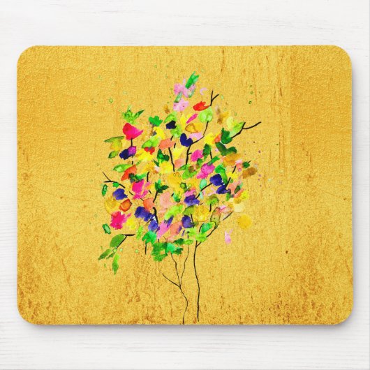 Aquarellfarbener Baum Mousepad (Vorne)