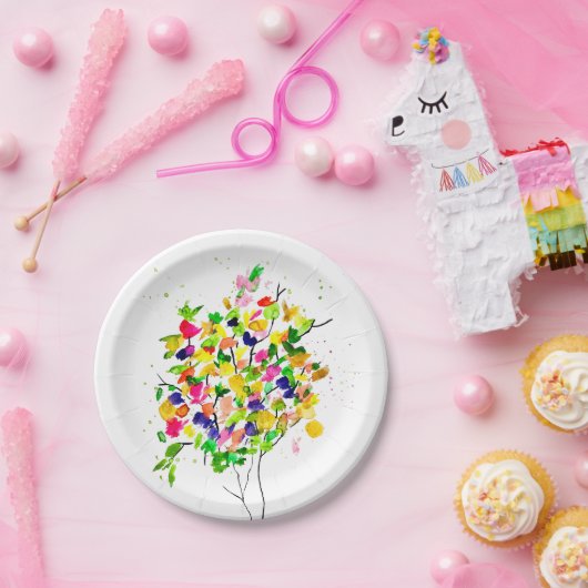 Aquarellfarbener Baum Pappteller (Party)