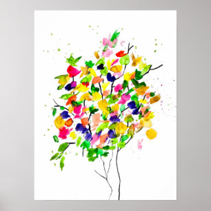 Aquarellfarbener Baum Poster