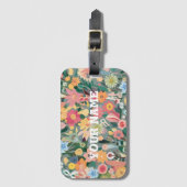 Aquarellfarbener Blumengarten Grün und Pfirsich Gepäckanhänger (Vorderseite Vertikal)