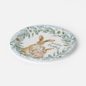 Aquarellfarbener Blumenreath Frost Ostern Pappteller (Schrägansicht)