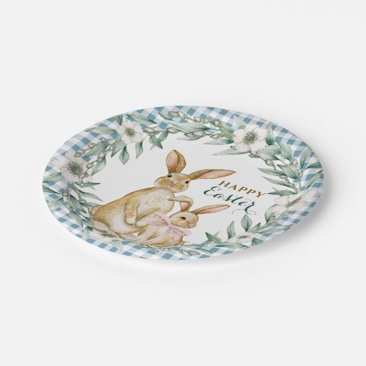 Aquarellfarbener Blumenreath Frost Ostern Pappteller (Schrägansicht)