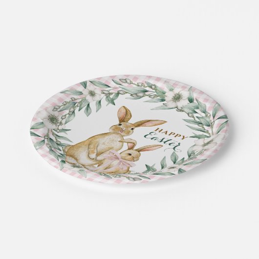 Aquarellfarbener Blumenreath Frost Ostern Pappteller (Schrägansicht)