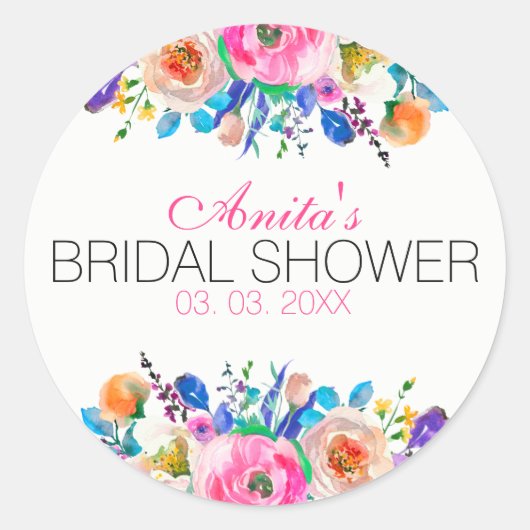 Aquarellfarbener Bouquet Runder Aufkleber (Vorderseite)