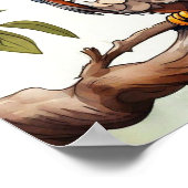 Aquarellfarbener Cartoon Karikatur einer Weitwand Poster (Ecke)