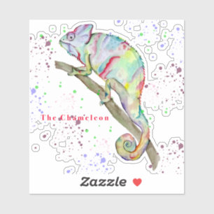 Aquarellfarbener Chamäleon Aufkleber