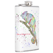 Aquarellfarbener Chamäleon Flachmann (Rechts)