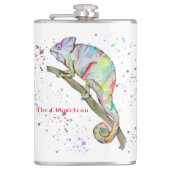 Aquarellfarbener Chamäleon Flachmann (Vorderseite)