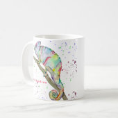 Aquarellfarbener Chamäleon Kaffeetasse (Vorderseite Links)
