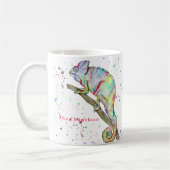 Aquarellfarbener Chamäleon Kaffeetasse (Links)
