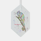 Aquarellfarbener Chamäleon Ornament Aus Glas (Vorderseite Rechts)