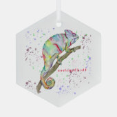 Aquarellfarbener Chamäleon Ornament Aus Glas (Rückseite)