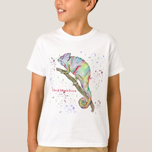 Aquarellfarbener Chamäleon T-Shirt (Vorderseite)