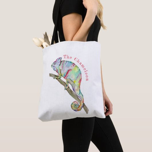 Aquarellfarbener Chamäleon Tasche (Von Nahem)