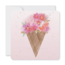 Aquarellfarbener Eiscreme Kapelle mit Namen