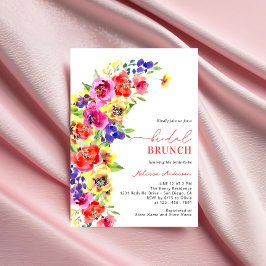 Aquarellfarbener, farbenfroher Blumenbrunch Einladung