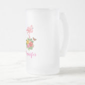 Aquarellfarbener Flamingo mit Hibiskus-Blume Mattglas Bierglas (VorderseiteRechts)