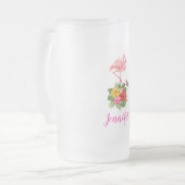 Aquarellfarbener Flamingo mit Hibiskus-Blume Mattglas Bierglas (Vorderseite Links)
