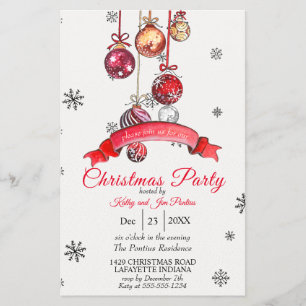 Aquarellfarbener Flyer Weihnachten Party Einladung