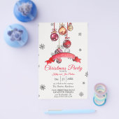 Aquarellfarbener Flyer Weihnachten Party Einladung (Einzeln)