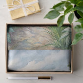 Aquarellfarbener Garten mit weißem Haus Rosa-Bäume Seidenpapier (Geschenk)